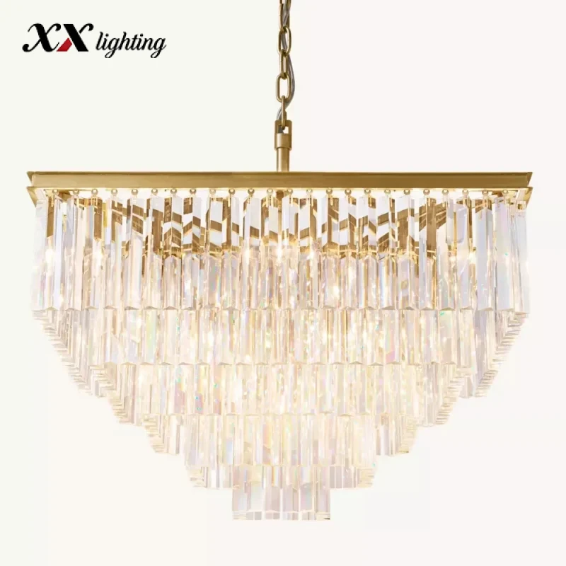 1920S Odeon Square Chandelier - 33¾″, Polished Nickel