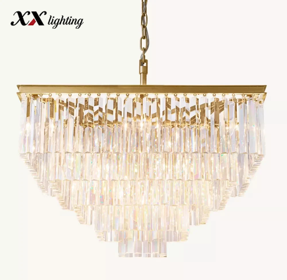 1920S Odeon Square Chandelier - 33¾″, Polished Nickel
