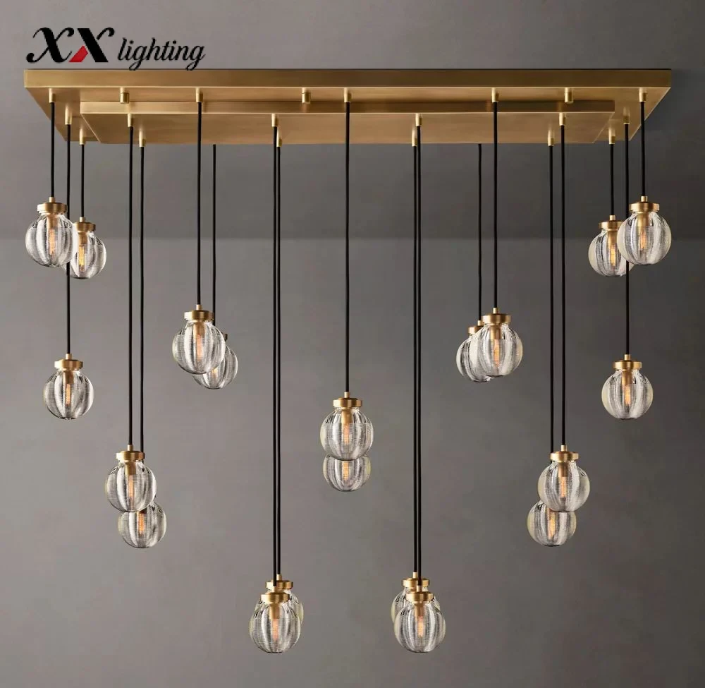 Pearl Rectangular Chandelier 36 inch - 54″, Satin Nickel