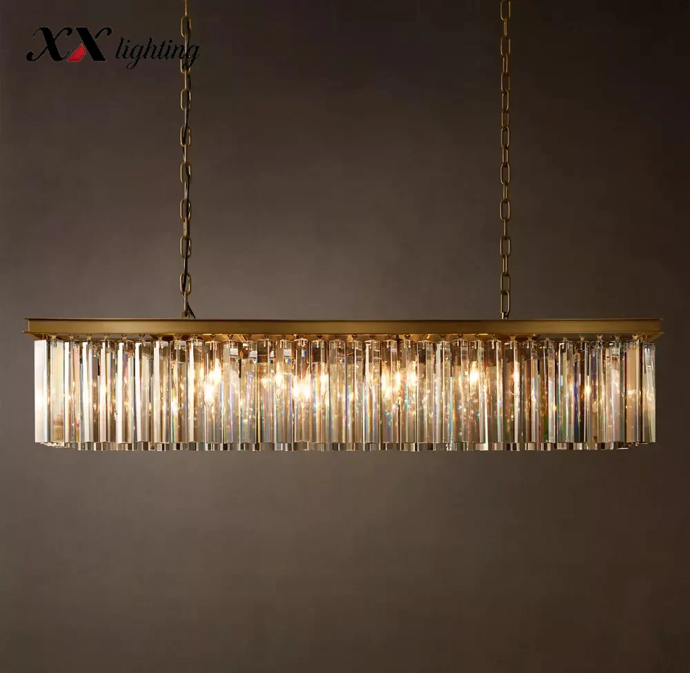 Rhys Rectangular Chandelier - 49¼″, Polished Nickel