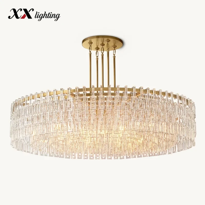 Marignan Round Chandelier 36 inch - 60″, Lacquered Burnished Brass