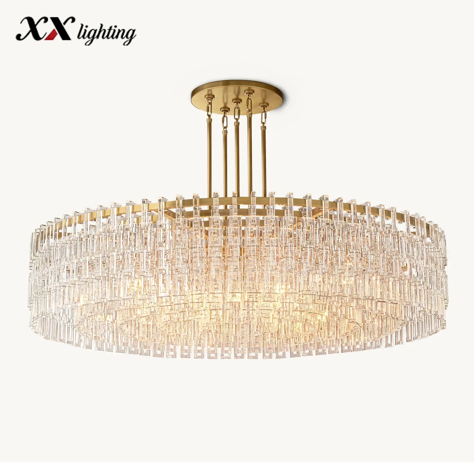 Marignan Round Chandelier 36 inch - 60″, Lacquered Burnished Brass