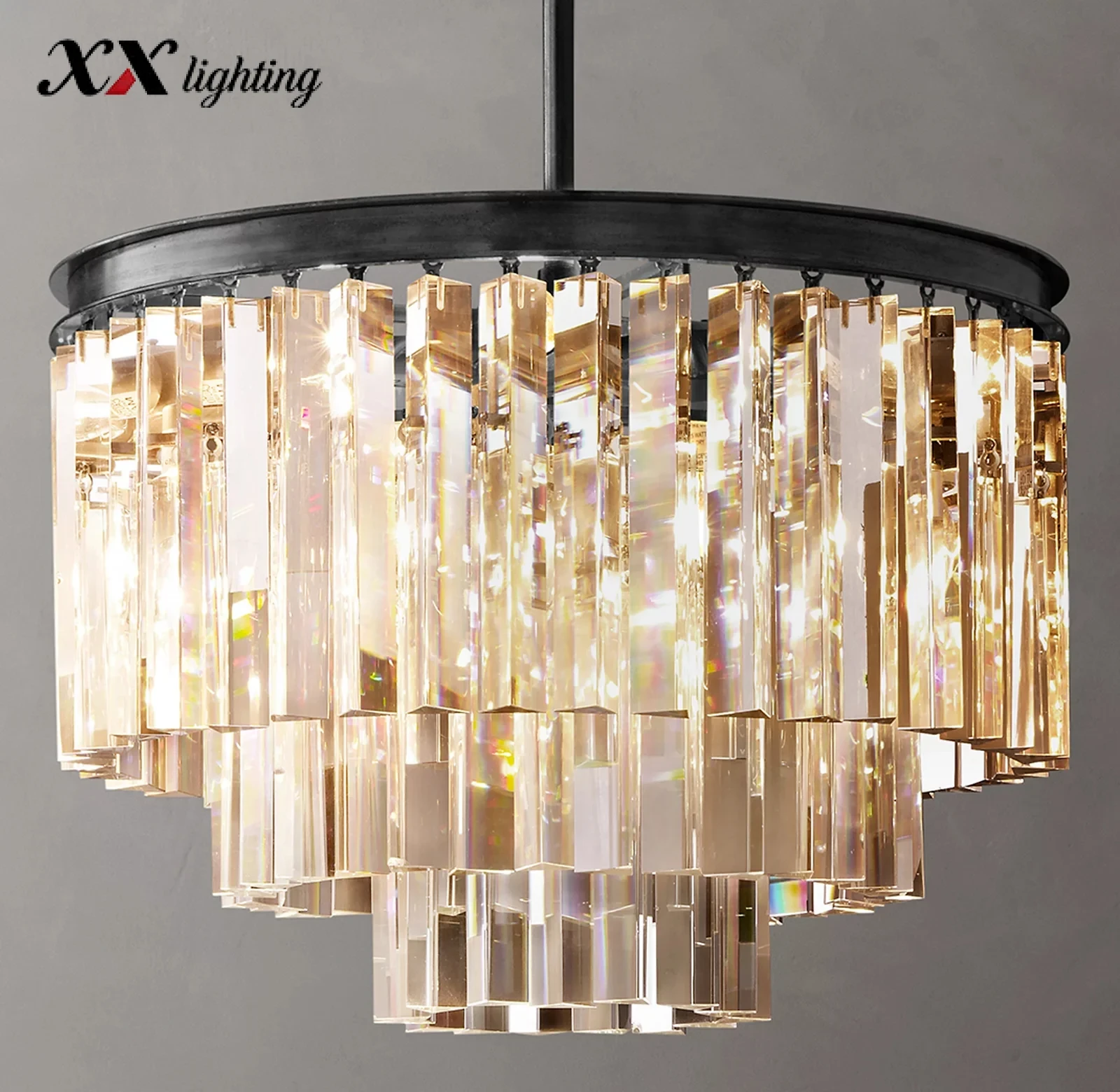 1920S Odeon Round Chandelier - 19¾", Polished Nickel