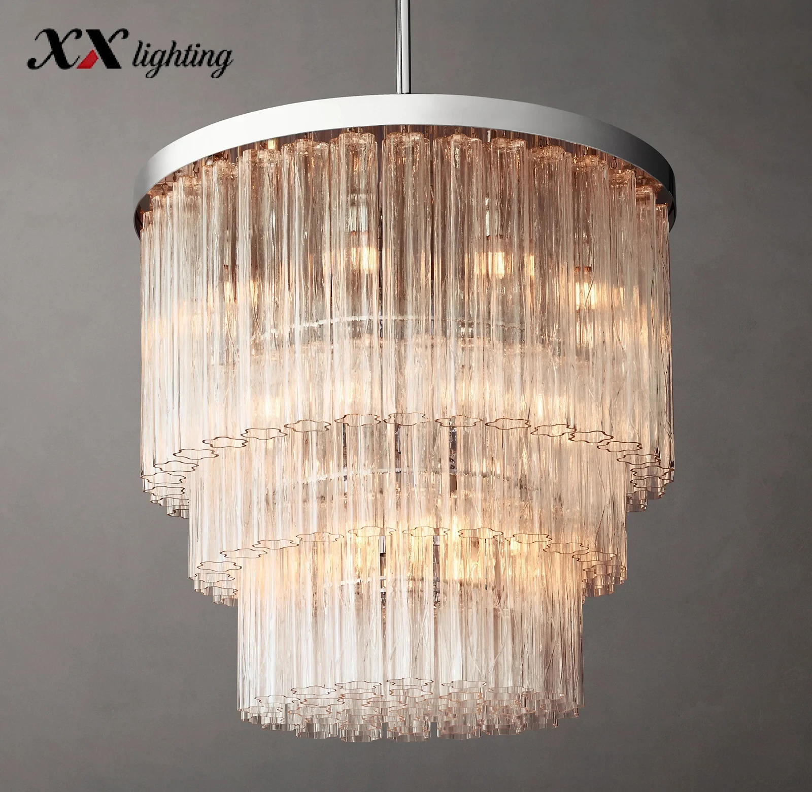 Cielo Three-Tier Round Chandelier - 35½", Polished Nickel