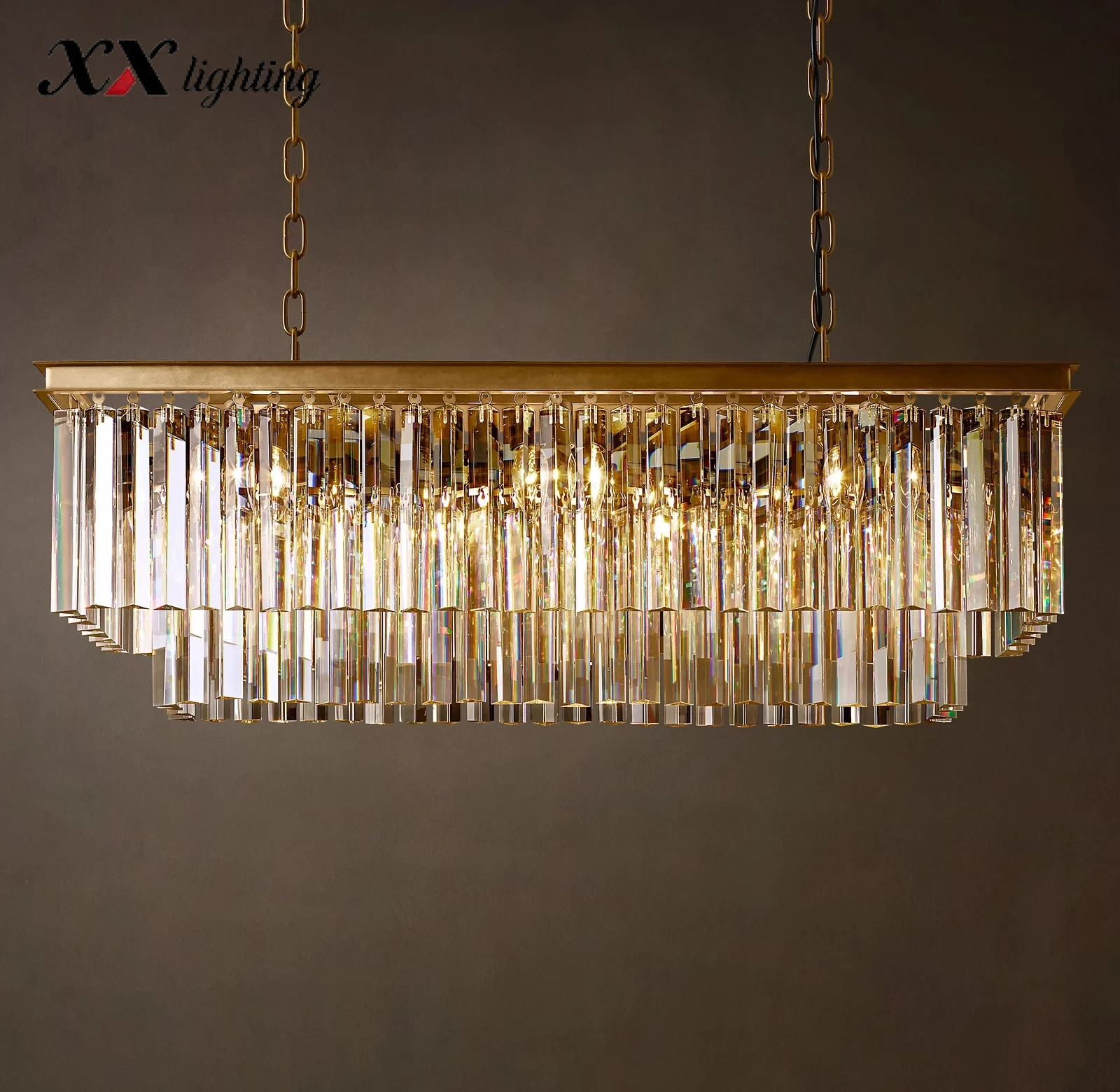 1920S Odeon Rectangular Chandelier - 39¼", Polished Nickel