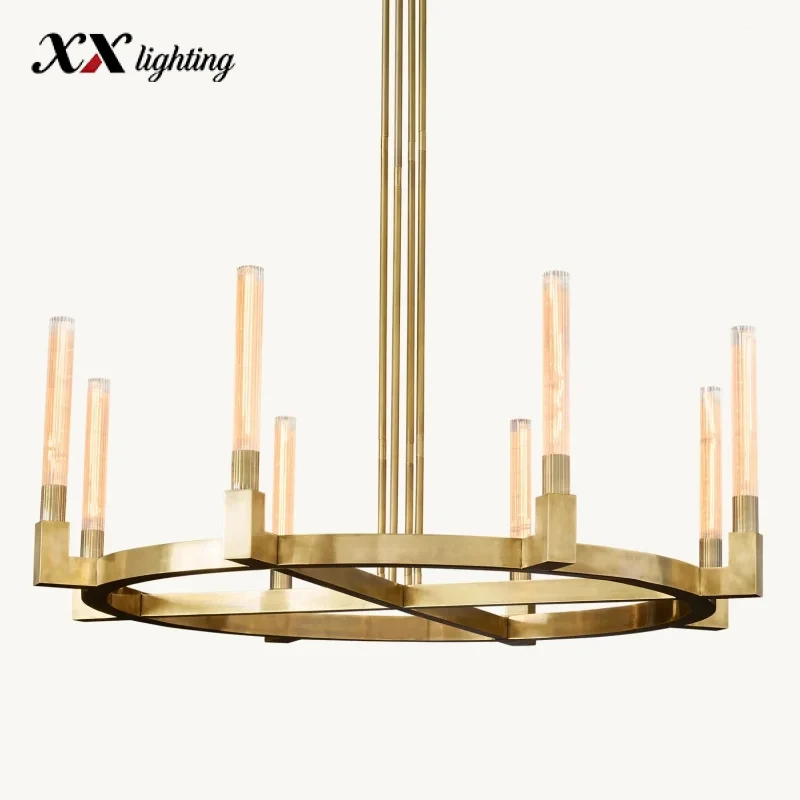 Cannele Round Chandelier 36 inch - 48", Satin Nickel