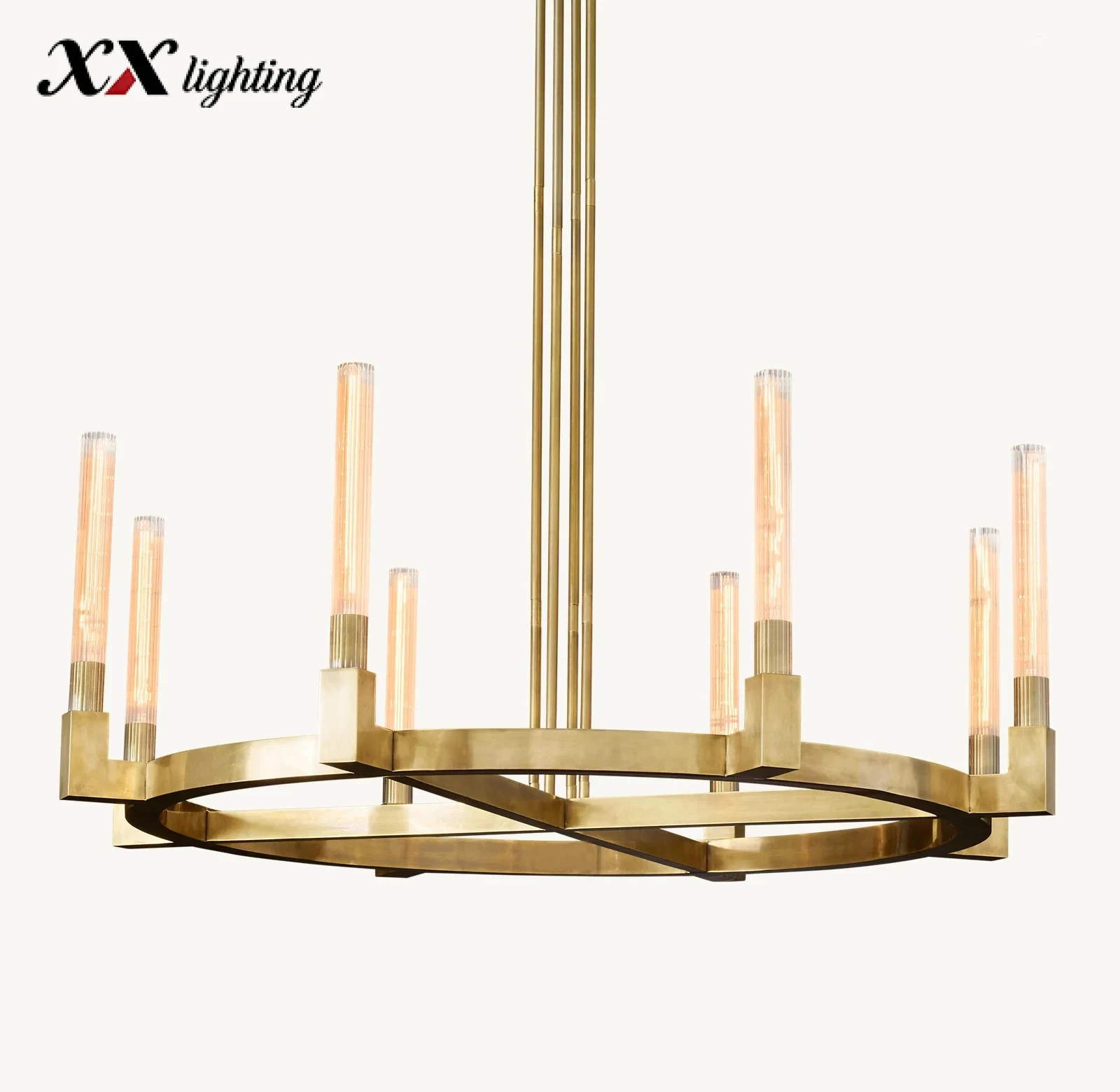Cannele Round Chandelier 36 inch - 48", Satin Nickel