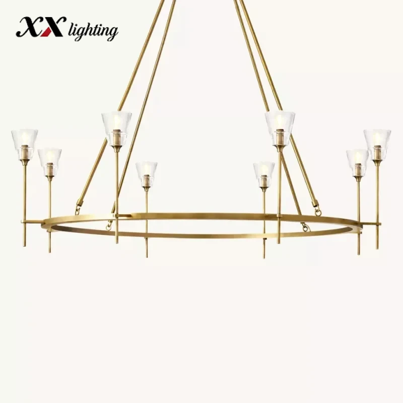 Torche De Verre Round Chandelier - 57¾″, Polished Nickel