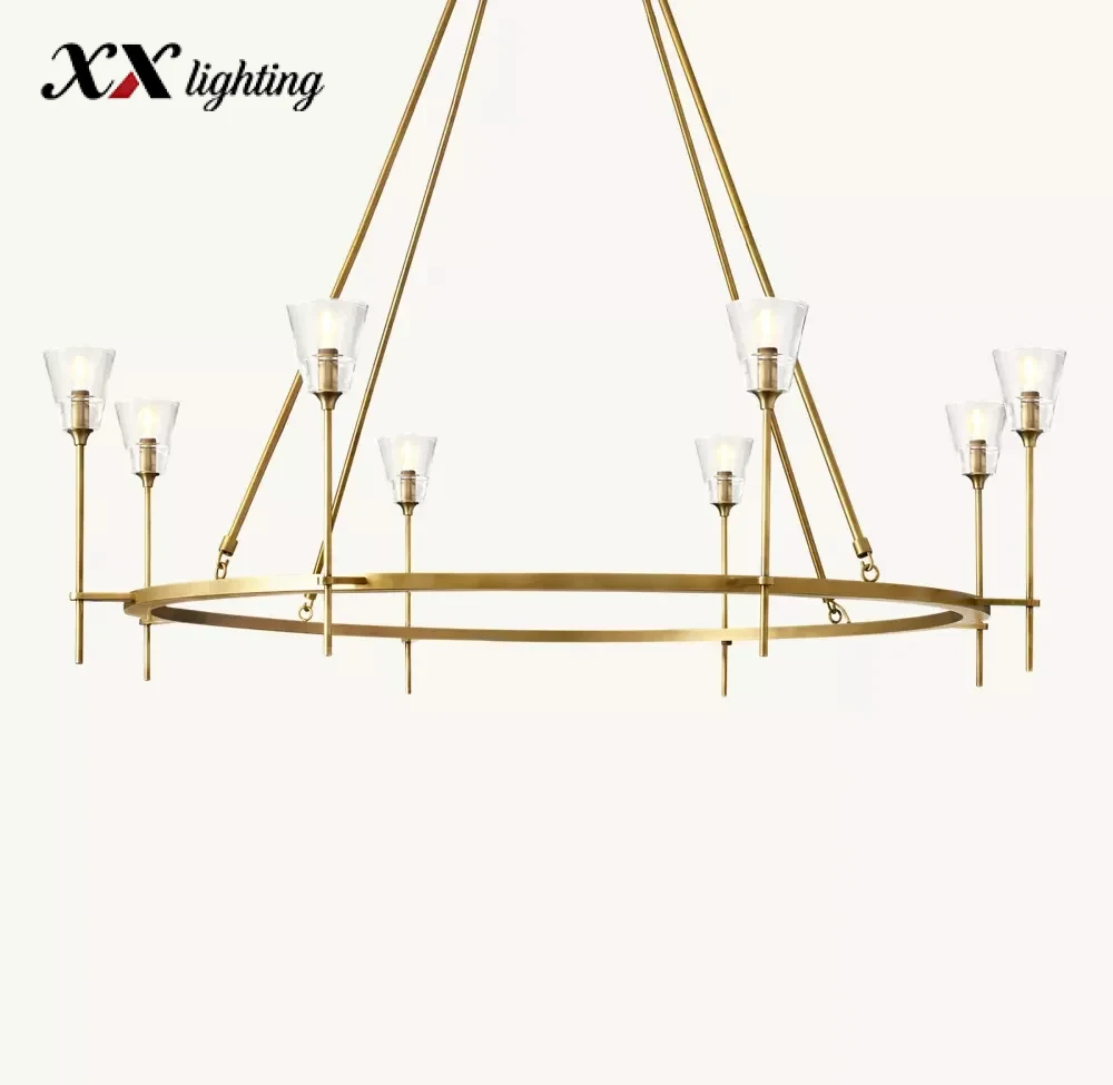 Torche De Verre Round Chandelier - 57¾″, Polished Nickel