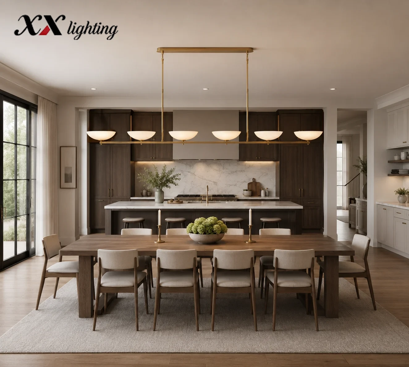 Vernet Linear Chandelier 60 inch - 96", Satin Nickel