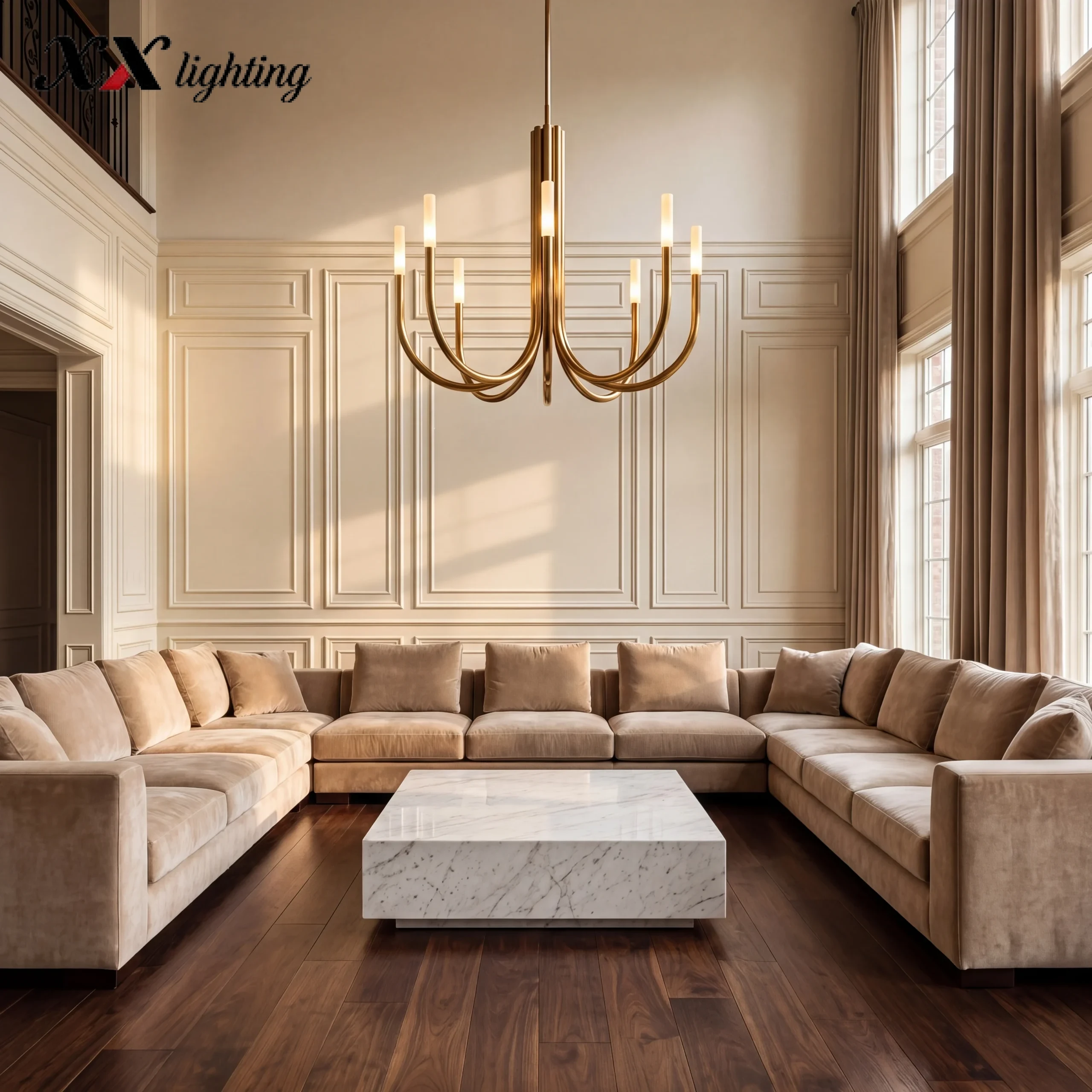 Rousseau Round Chandelier 38 inch - 38″, Polished Nickel