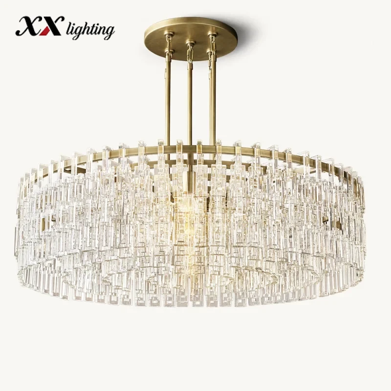 Marignan Round Chandelier 36 inch - 48″, Lacquered Burnished Brass