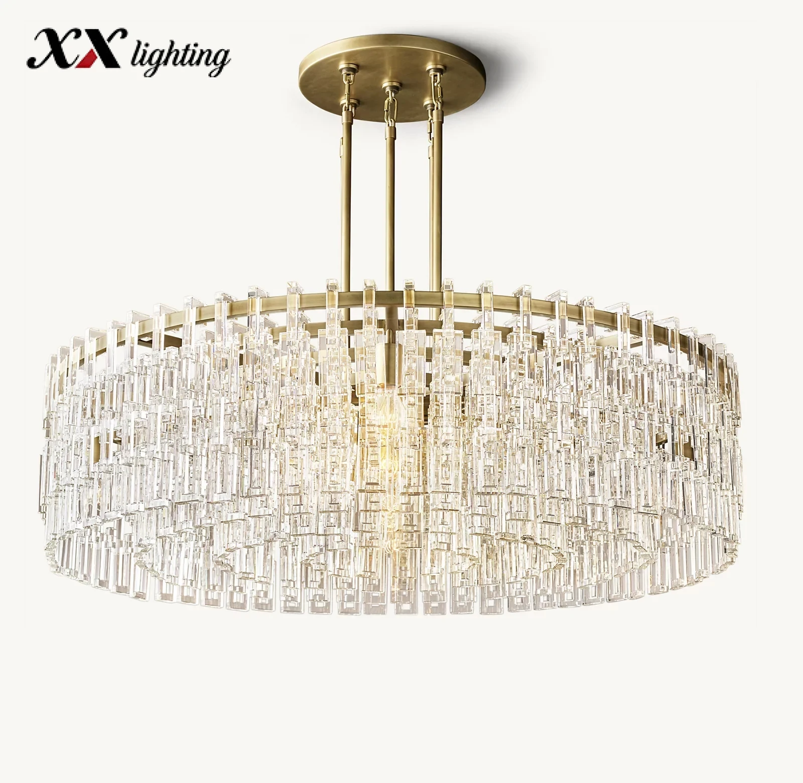 Marignan Round Chandelier 36 inch - 48″, Lacquered Burnished Brass