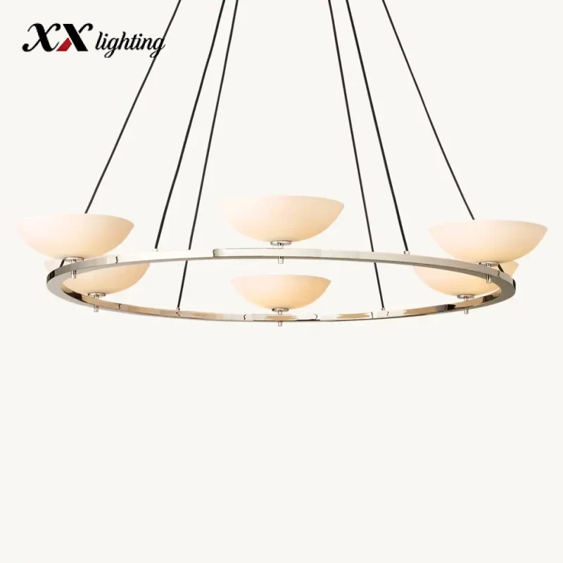 Vernet Round Chandelier 36 inch - 60", Polished Nickel