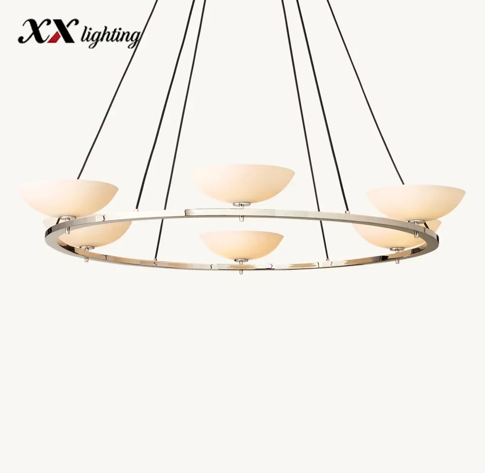 Vernet Round Chandelier 36 inch - 60", Polished Nickel