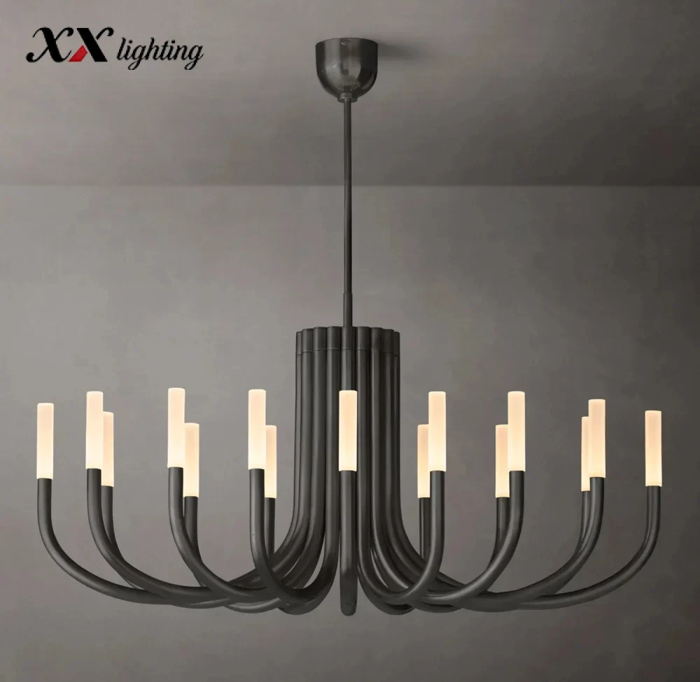 Rousseau Round Chandelier 38 inch - 50″, Polished Nickel