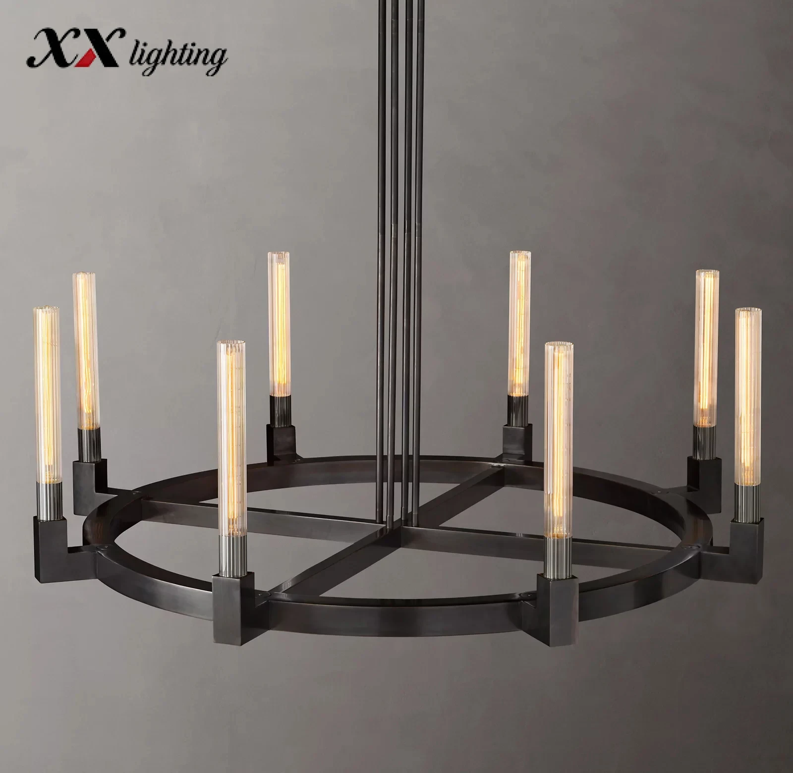 Cannele Round Chandelier 36 inch - 48", Satin Nickel