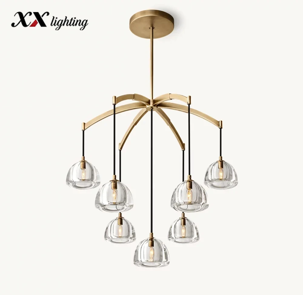 Hemisphere Round Chandelier 36 inch - 36″, Polished Nickel
