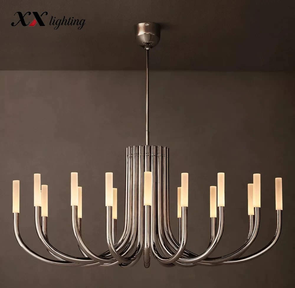 Rousseau Round Chandelier 38 inch - 50″, Polished Nickel