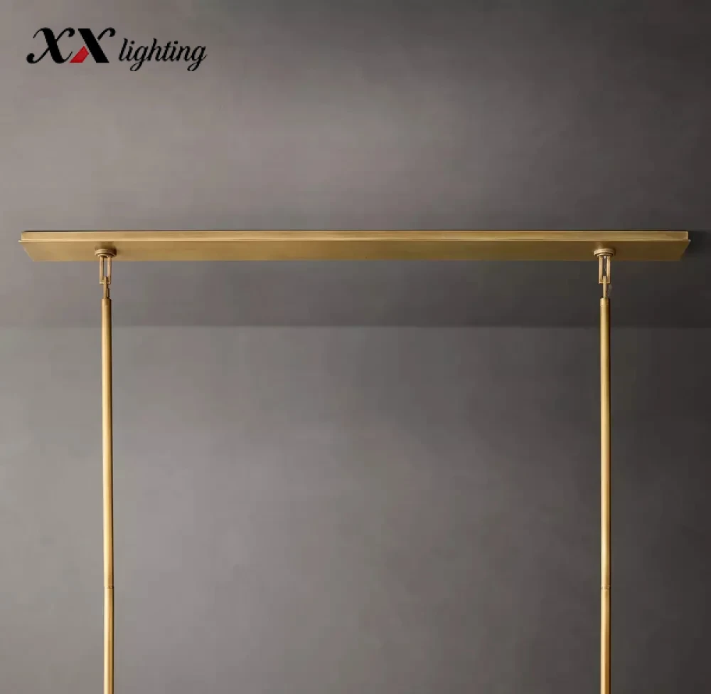 Beckman Rectangular Chandelier 54 inch - 54", Lacquered Burnished Brass