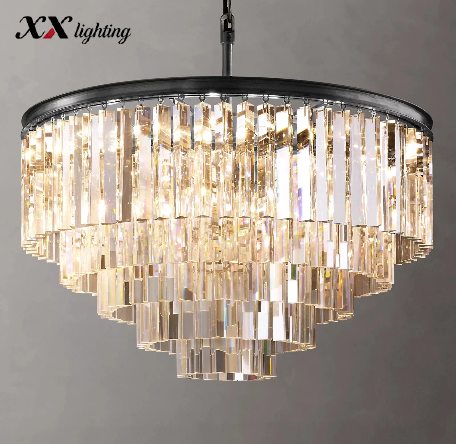 1920S Odeon Round Chandelier - 31½", Polished Nickel