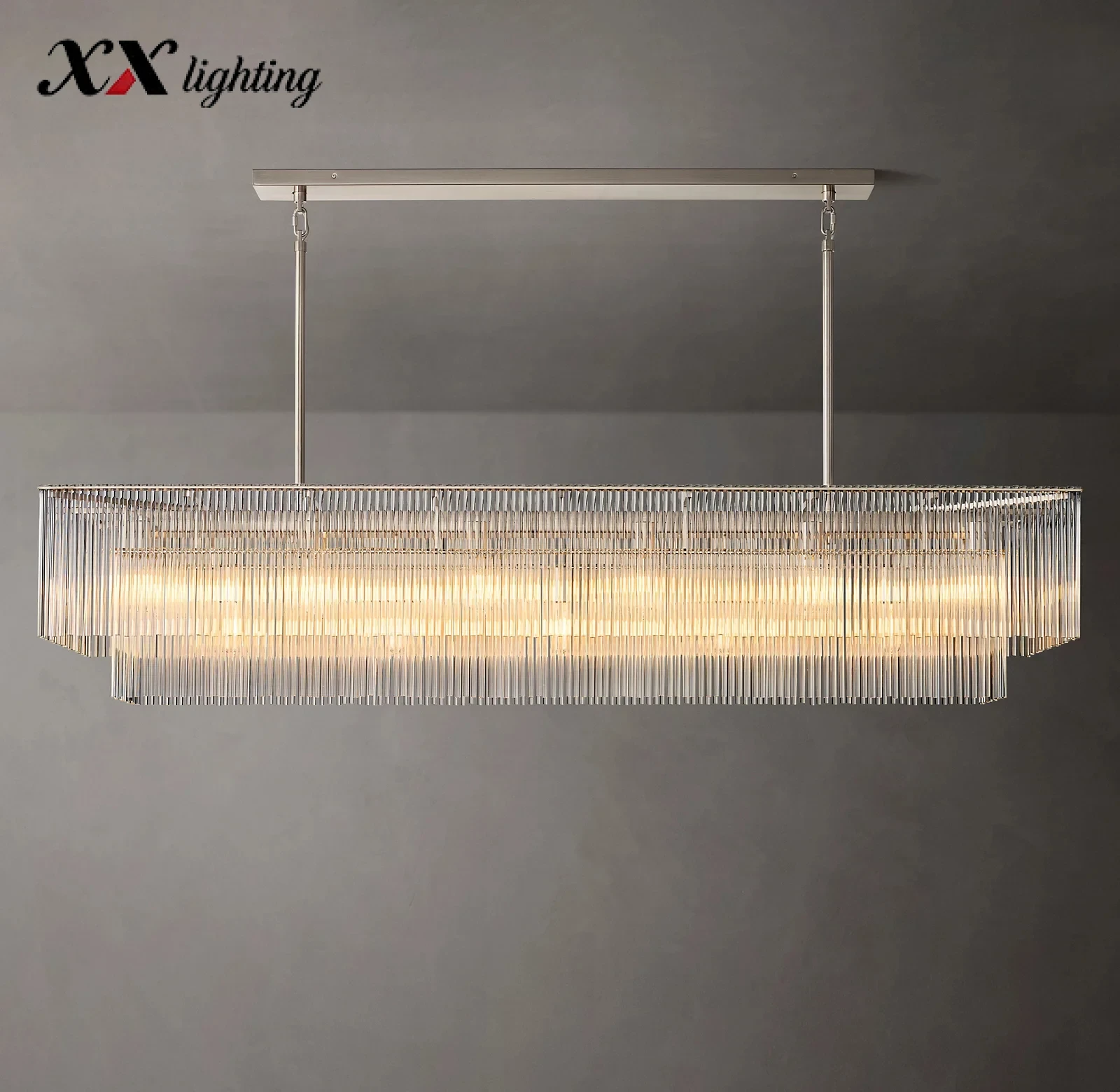 Amadeo Rectangular Chandelier 54inch - 72¼", Polished Nickel