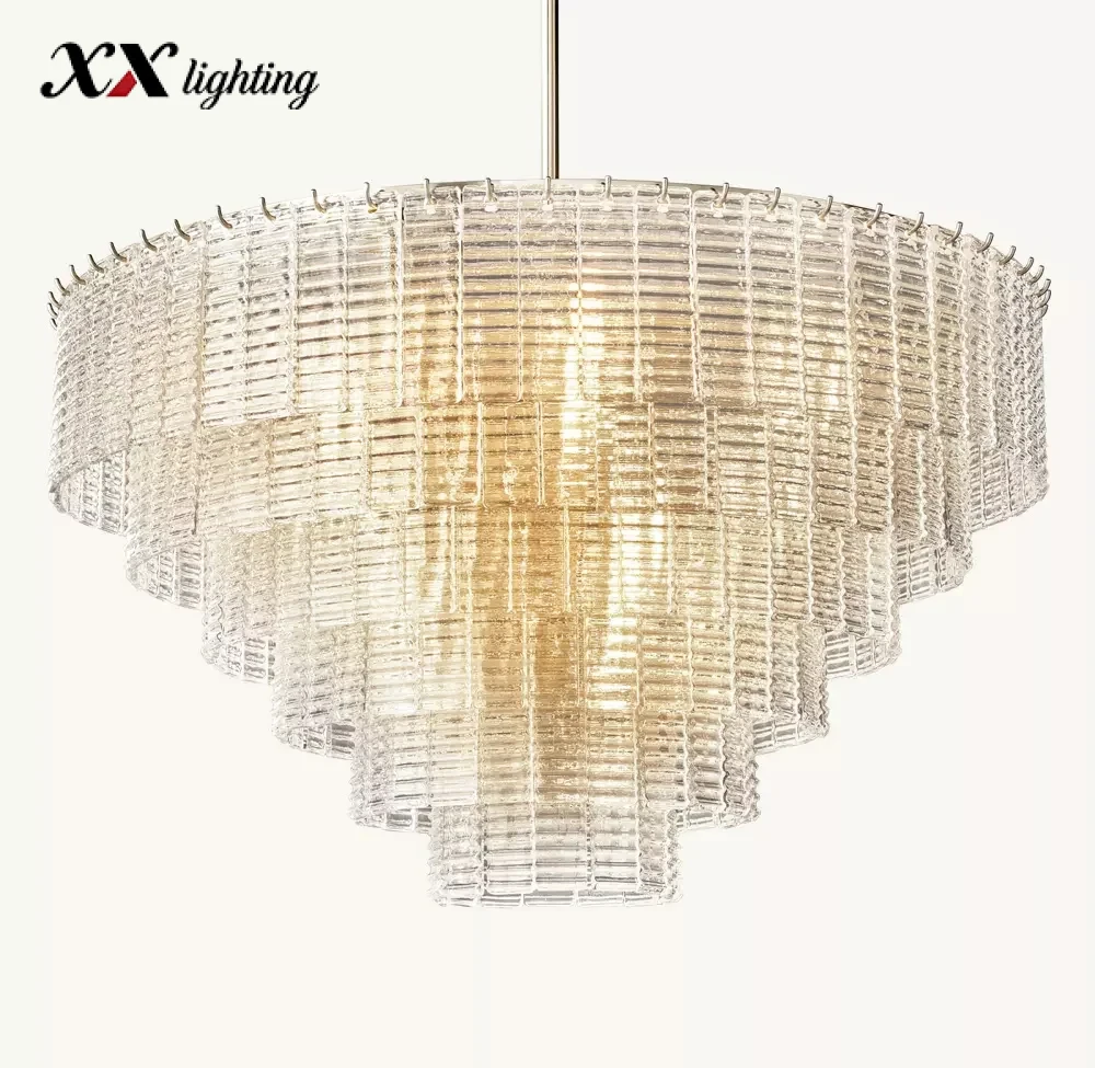 Sirene Clear Glass Round Chandelier - 40½", Satin Nickel
