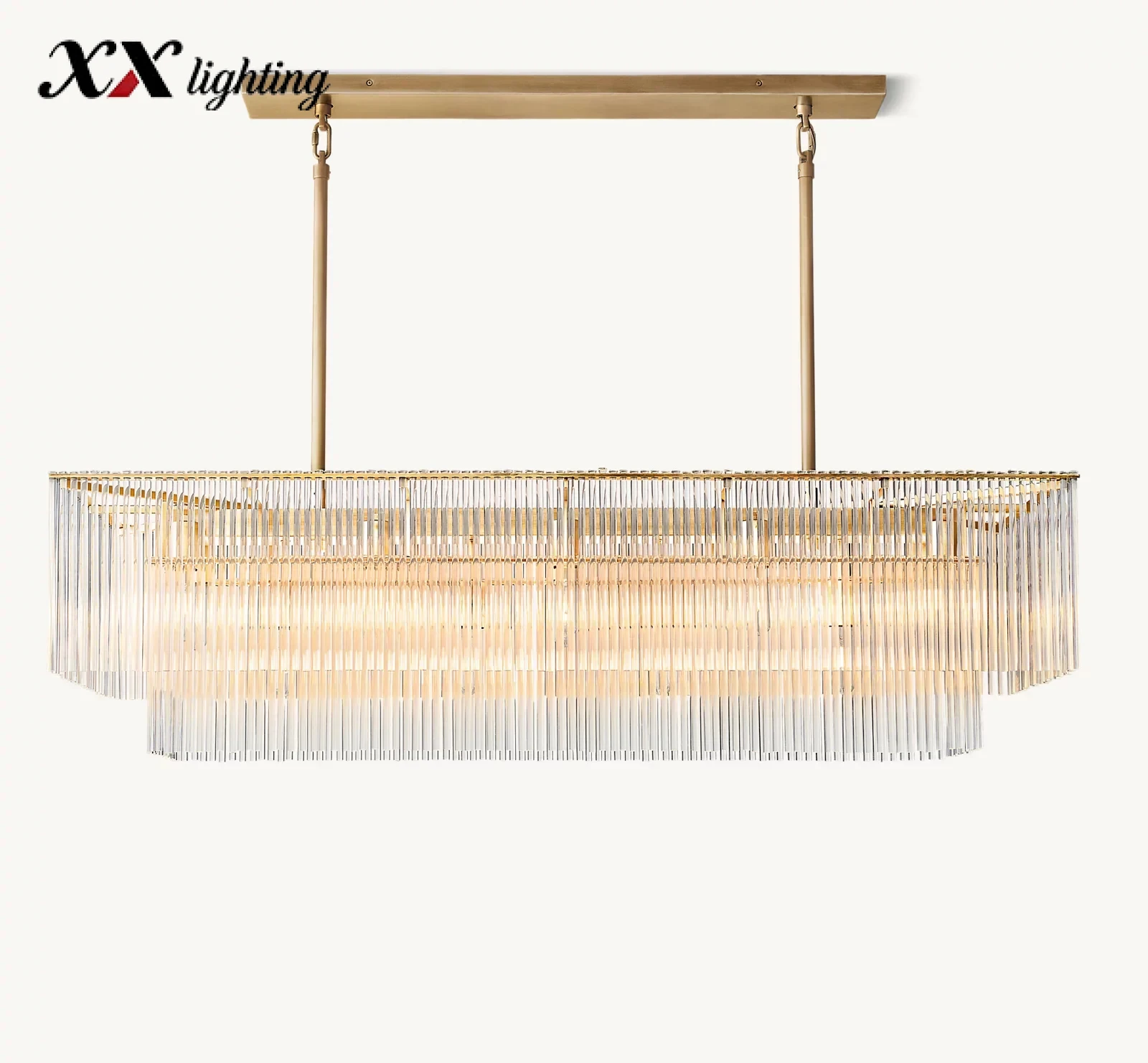 Amadeo Rectangular Chandelier 54inch - 54", Polished Nickel