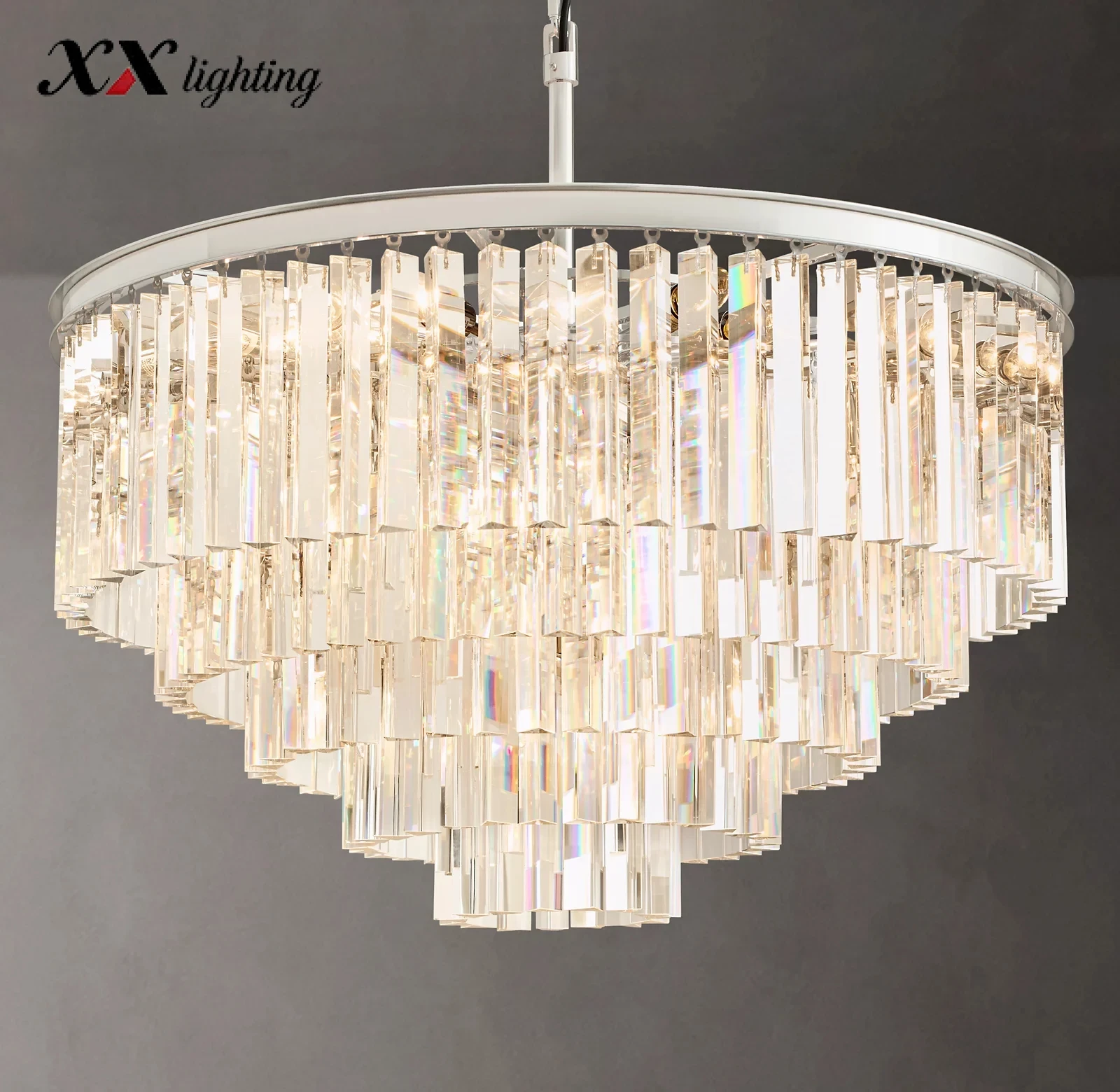 1920S Odeon Round Chandelier - 31½", Polished Nickel