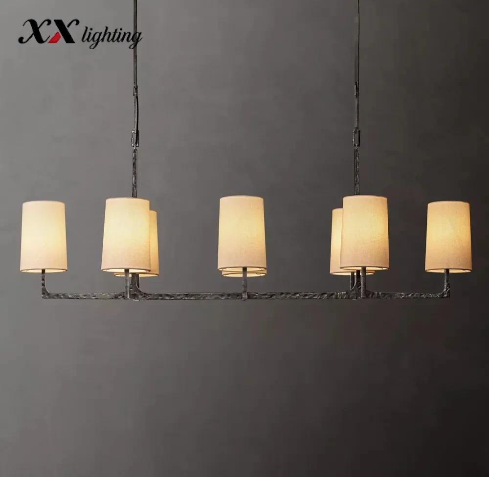 Wright Linear Chandelier 54 inch - 54″, Hammered Pewter