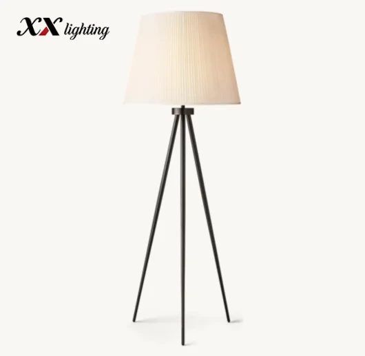 Reed Pleated Silk Shade Floor Lamp 32 inch - 32″, Polished Nickel