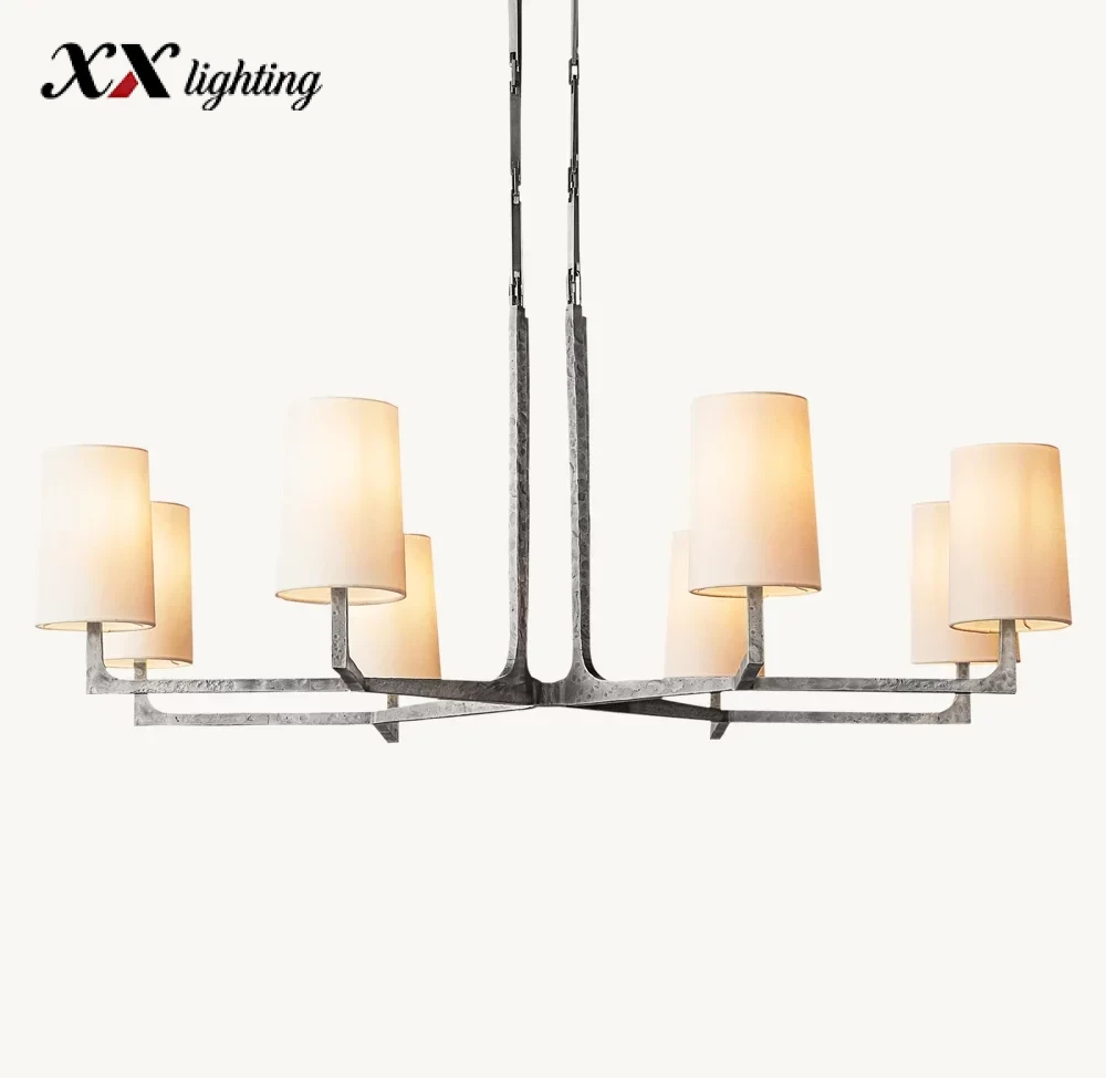 Wright Round Chandelier 36 inch - 48″, Hammered Pewter