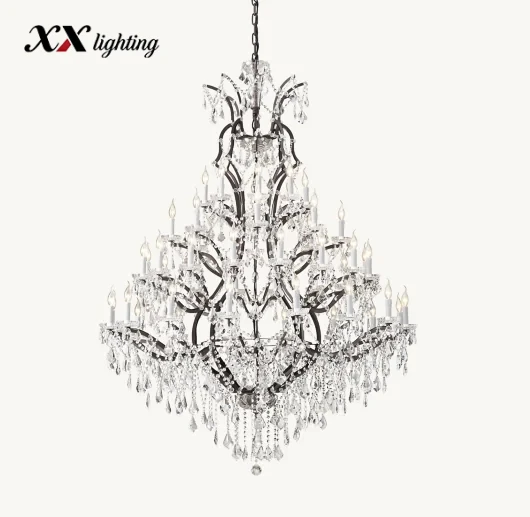 19Th C. Rococo Iron & Crystal Round Chandelier - 59", Antiqued Brass