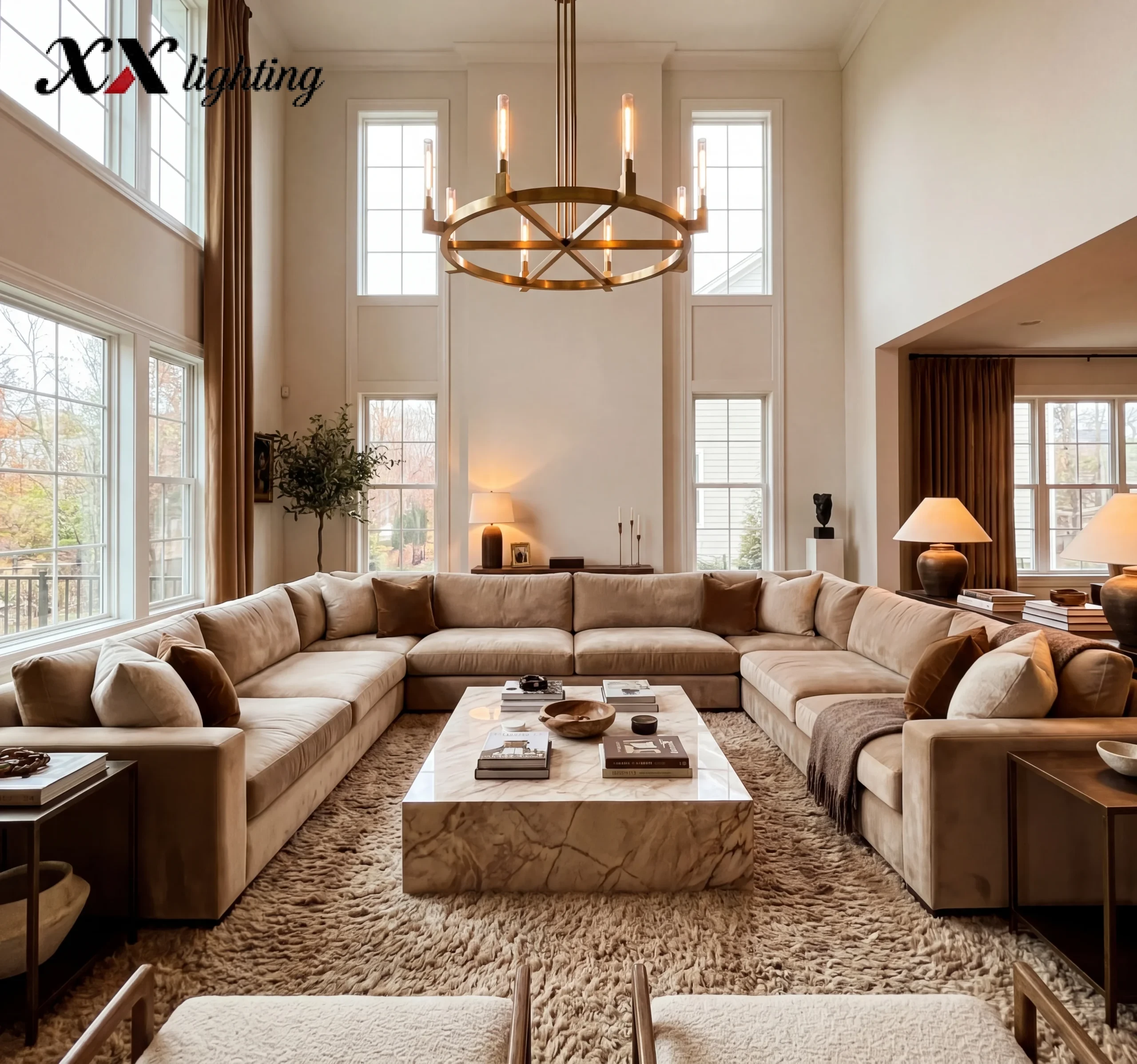 Cannele Round Chandelier 36 inch - 48", Satin Nickel