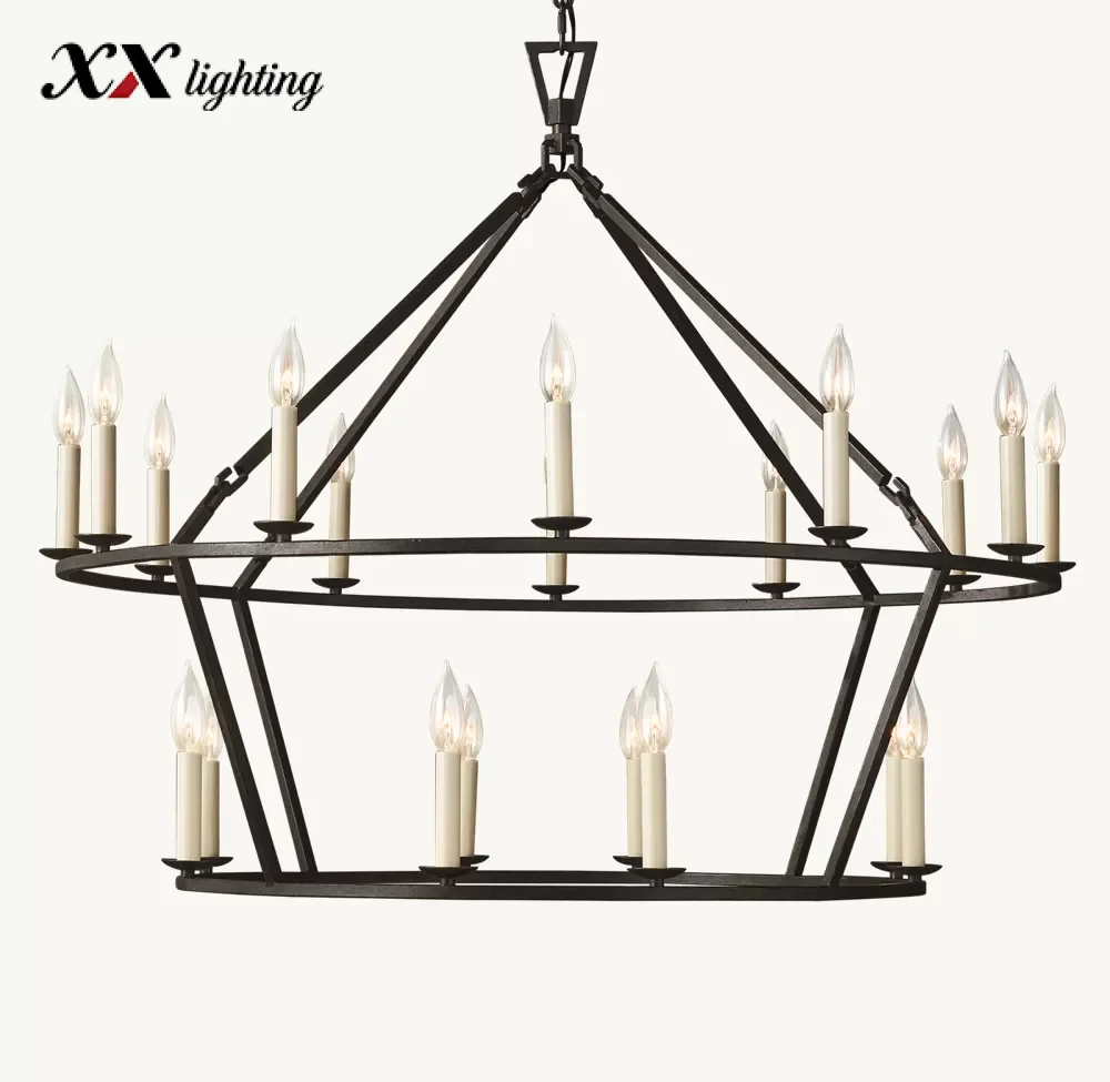 19Th C. English Openwork Two-Tier Round Chandelier 40 inch - 40", Burnished Silver Leaf
