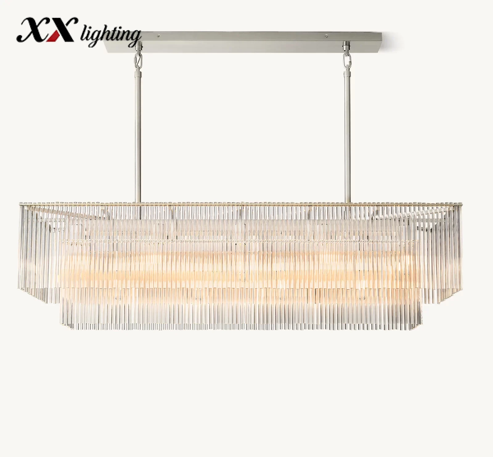 Amadeo Rectangular Chandelier 54inch - 54", Polished Nickel
