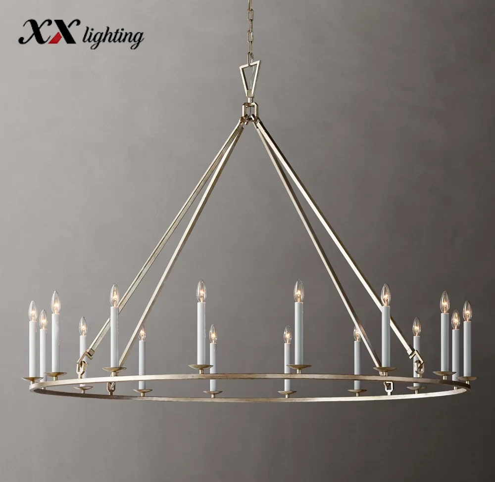 19Th C. English Openwork Round Chandelier 50 inch - 60", Burnished Silver Leaf