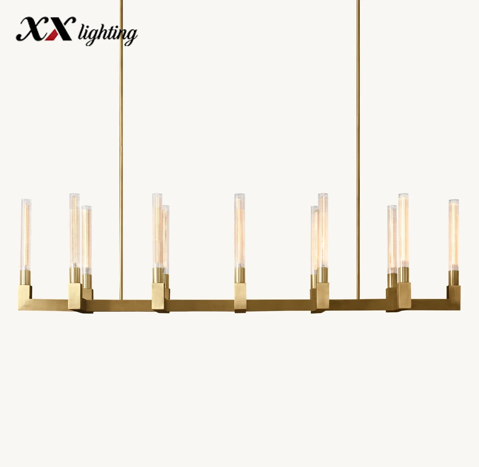 Cannele Linear Chandelier - 66¾″, Satin Nickel