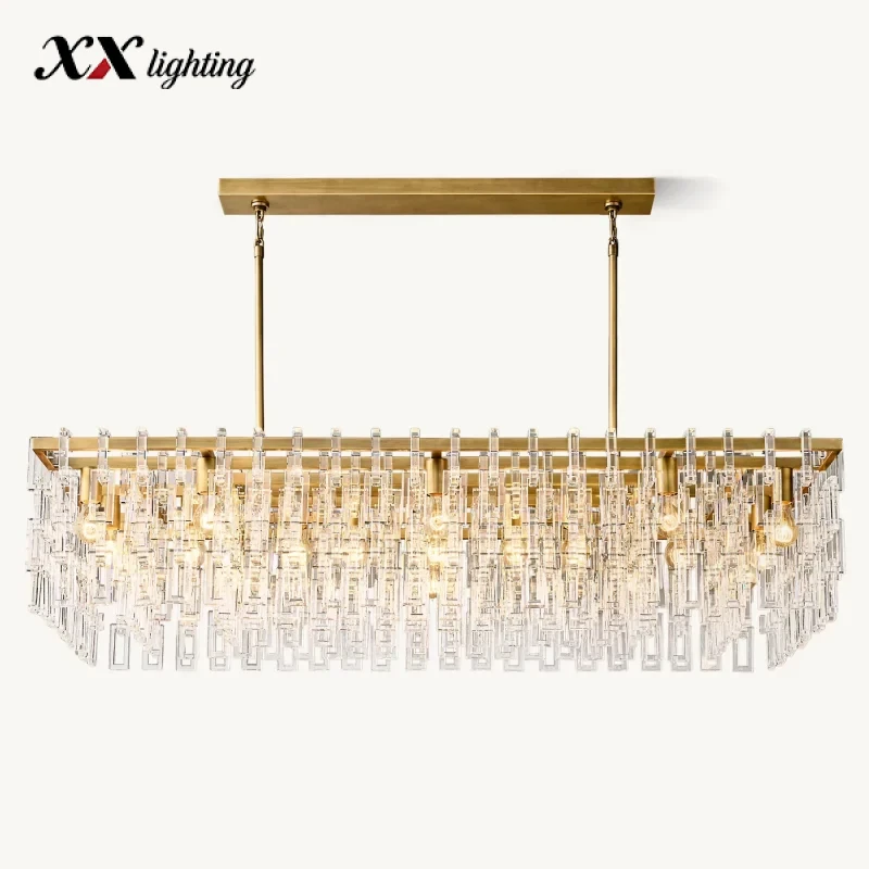 Marignan Rectangular Chandelier 60 inch - 60″, Lacquered Burnished Brass