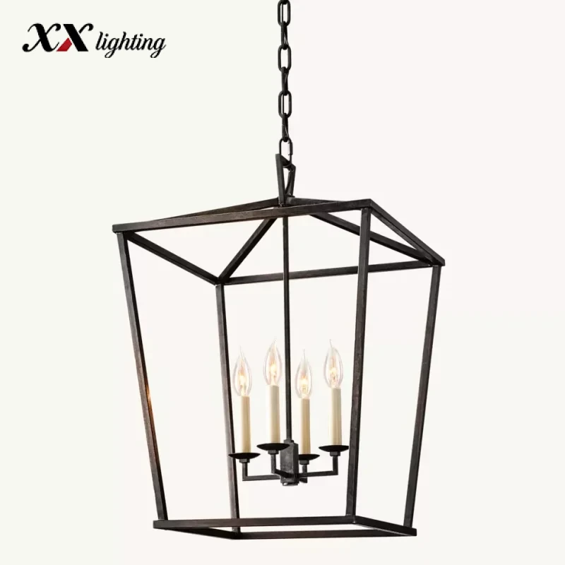 19th C. English Openwork Pendant Light 13 inch - 17", Gilded Iron
