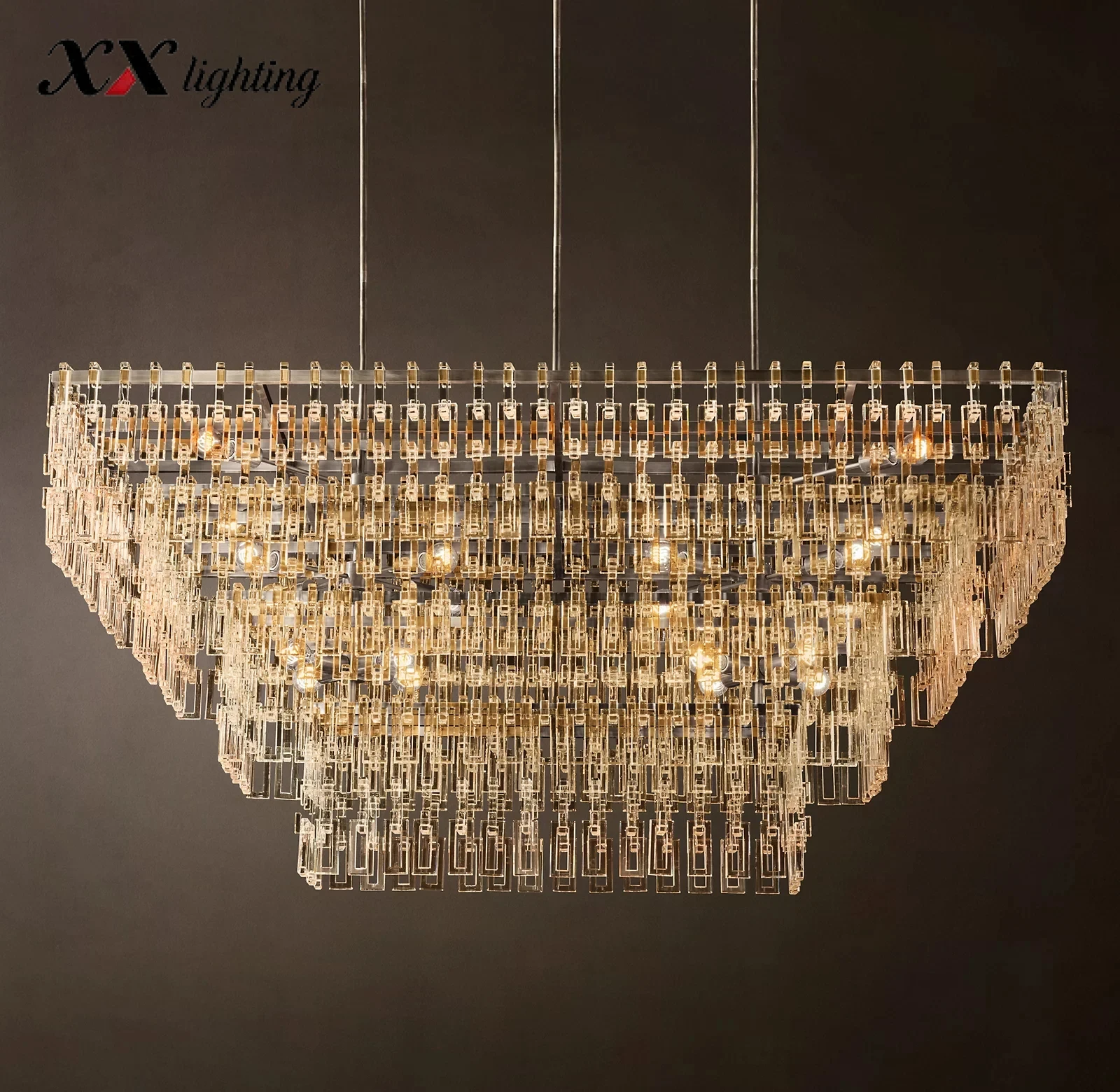 Marignan Tiered Rectangular Chandelier - 71¼", Polished Nickel