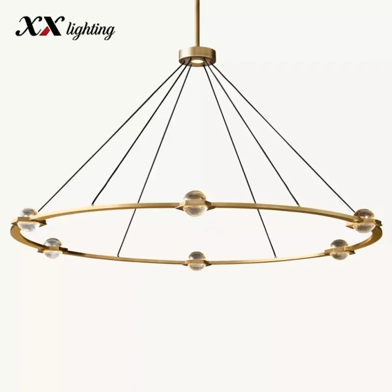 Éclatant Round Chandelier 60 inch - 60″, Lacquered Burnished Brass