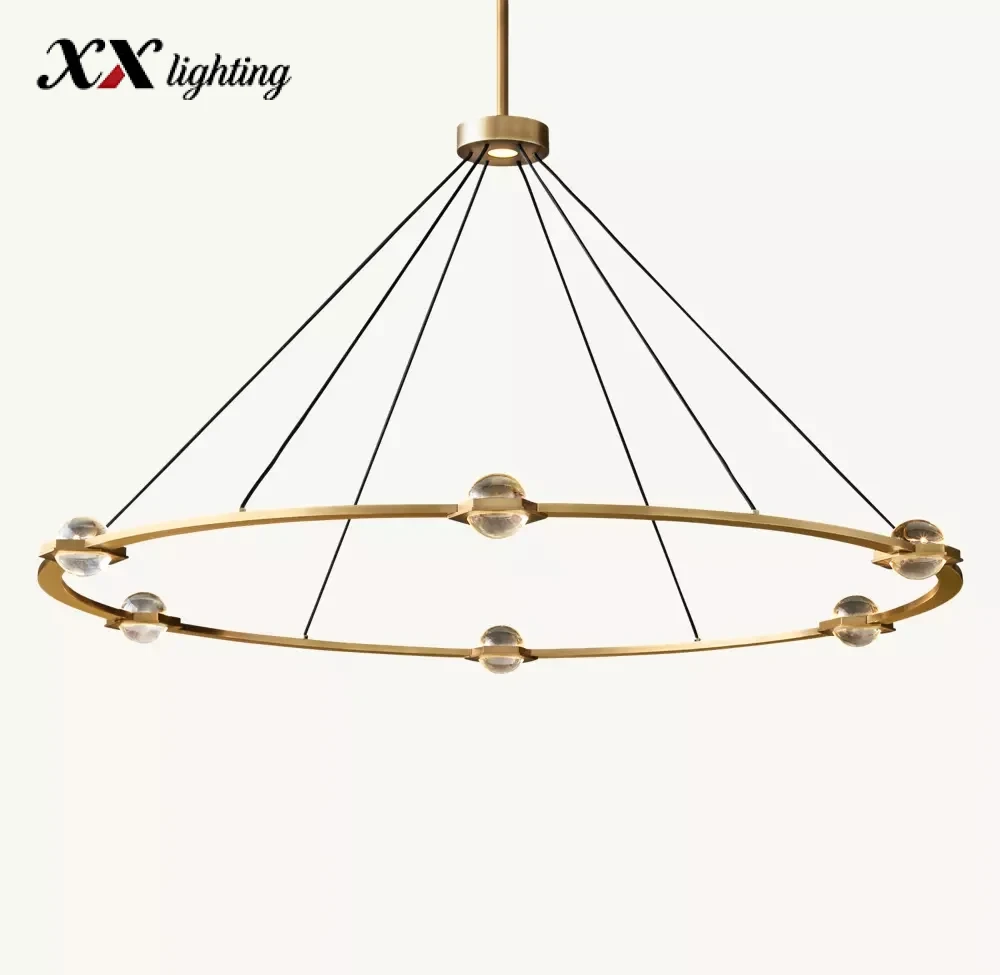 Éclatant Round Chandelier 60 inch - 60″, Lacquered Burnished Brass