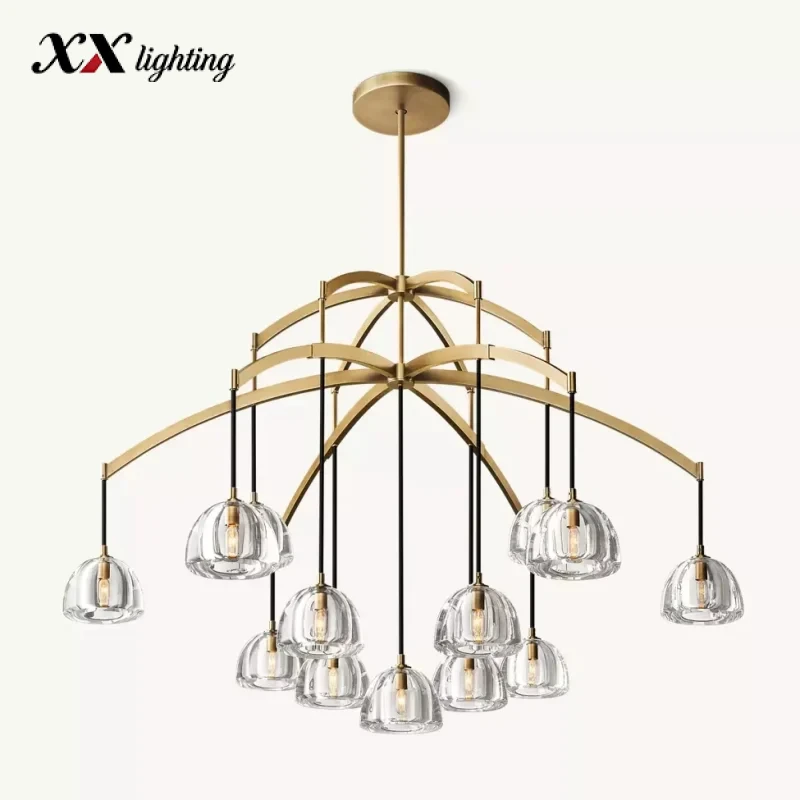 Hemisphere Round Chandelier 36 inch - 60″, Polished Nickel