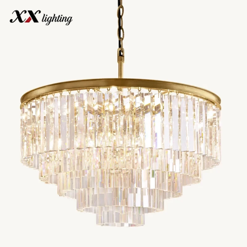 1920S Odeon Round Chandelier - 31½", Polished Nickel