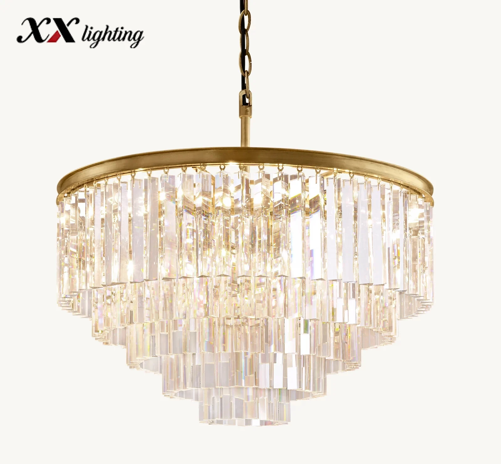 1920S Odeon Round Chandelier - 31½", Polished Nickel