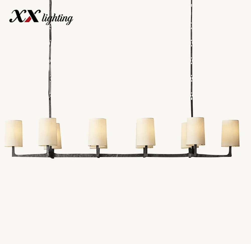 Wright Linear Chandelier 54 inch - 72″, Hammered Pewter