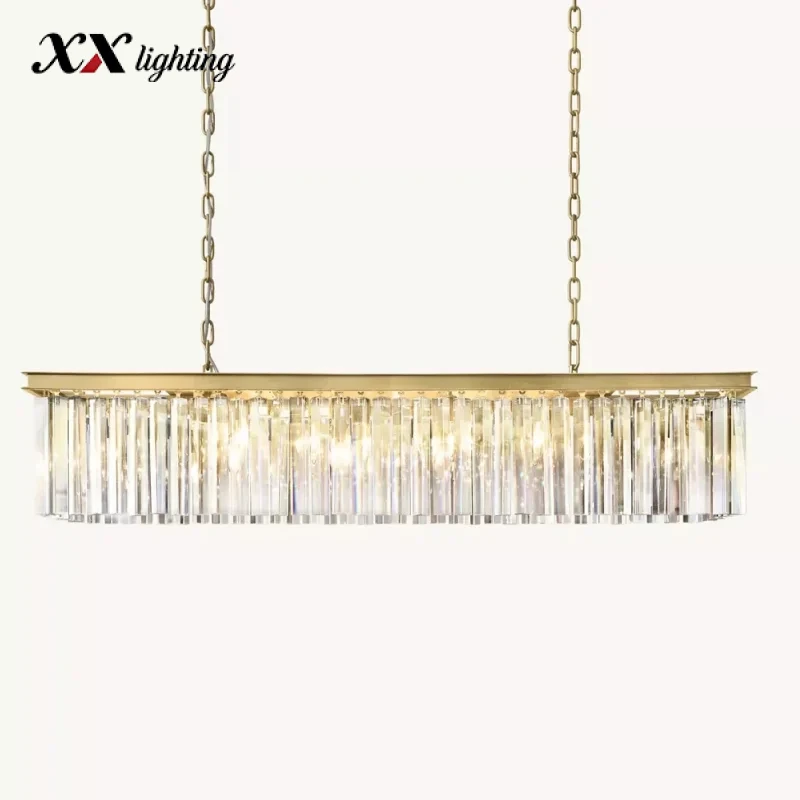 Rhys Rectangular Chandelier - 49¼″, Polished Nickel