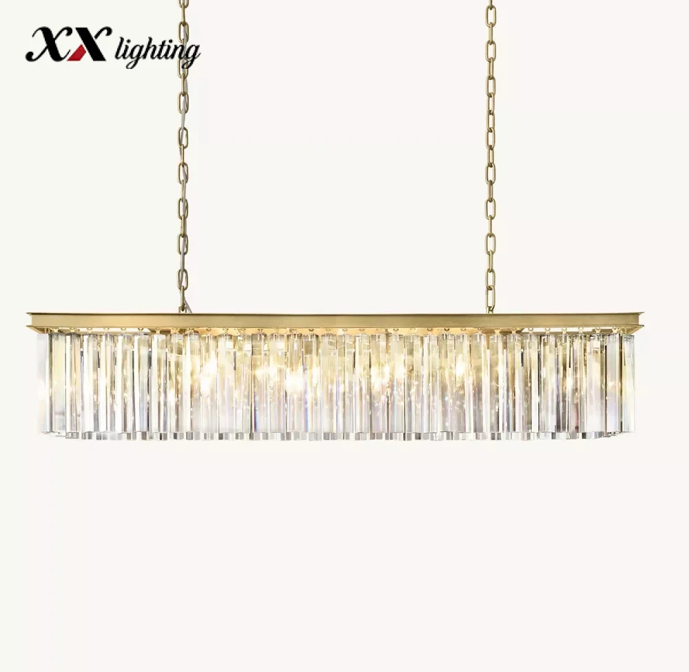 Rhys Rectangular Chandelier - 49¼″, Polished Nickel