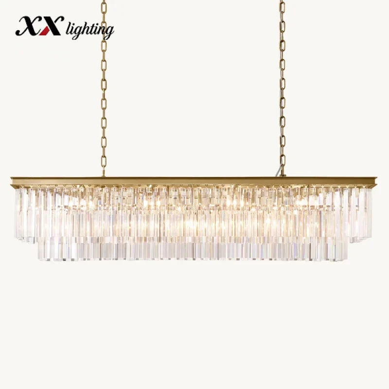 1920S Odeon Rectangular Chandelier - 59", Polished Nickel